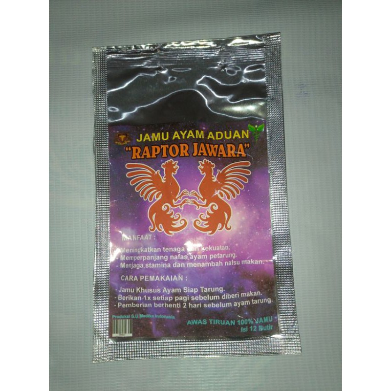 JAMU AYAM RAPTOR JAWARA ISI 12 BUTIR BONUS 1 KAPSUL DOPING AMPUH