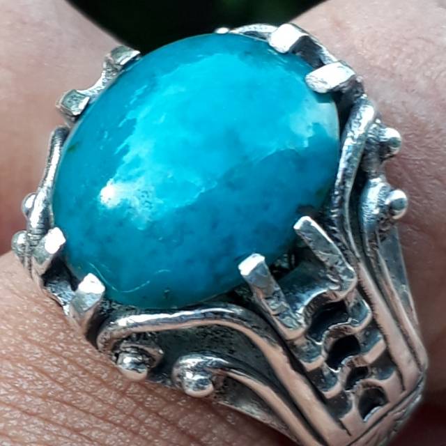 Natural Bacan Doko Super Kristal Asli Ring Perak Model Andan