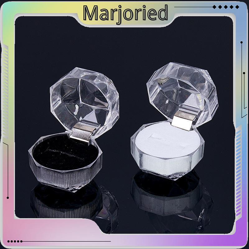 4cm * 4cm Transparan Kotak Cincin Kristal Kotak Cincin Akrilik Kotak Perhiasan Anting-MJD