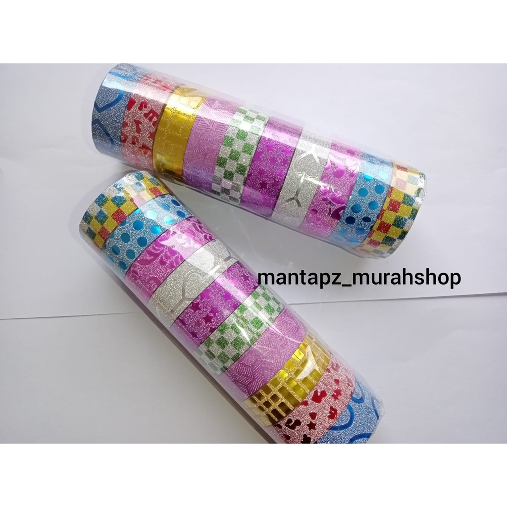 

ISOLASI GLITTER 12MM MOTIF WARNA - WARNI / SOLASI / SOLATIP FANCY (1 SLOP)