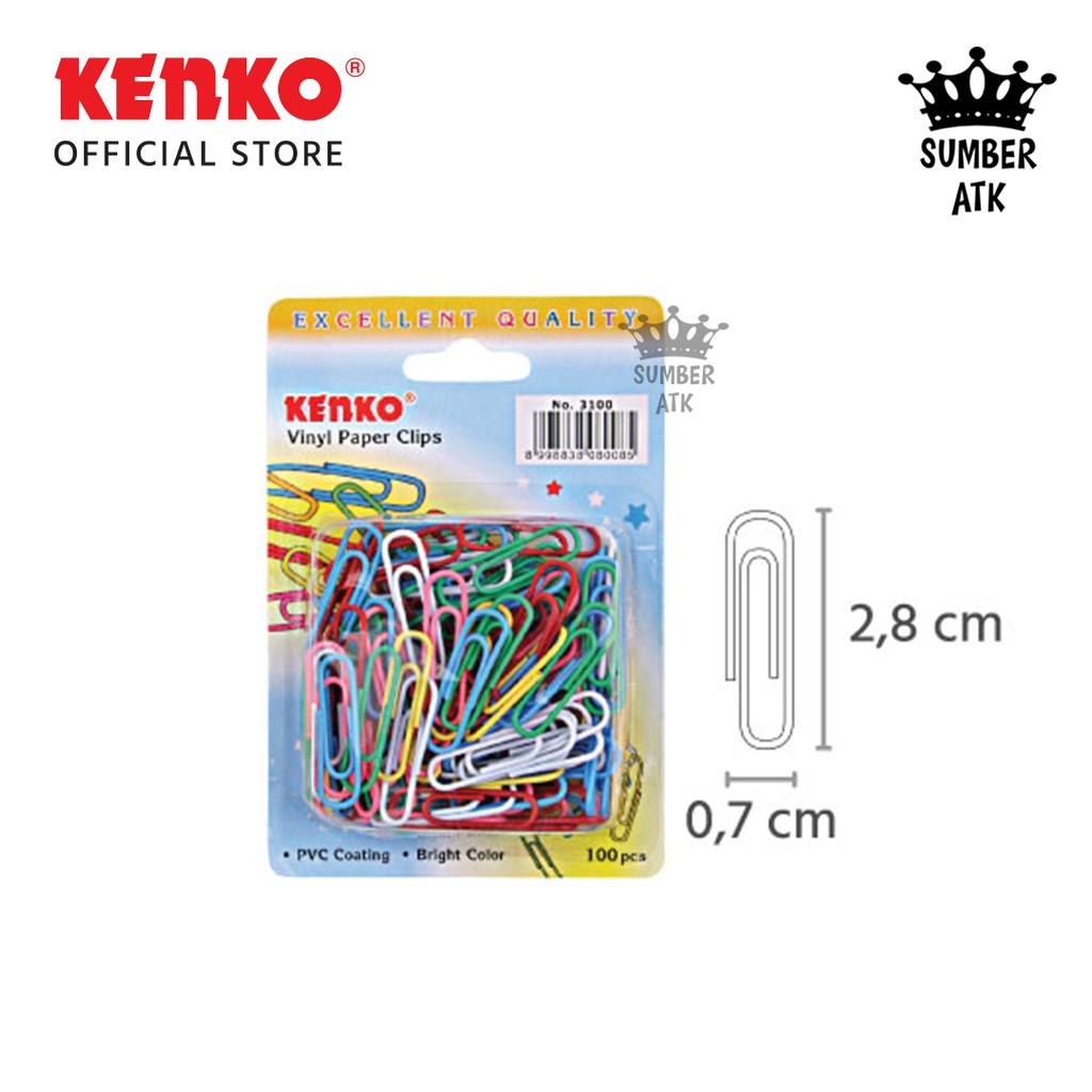 

KENKO PAPER CLIP 3100 / Penjepit Kertas Warna Warni 100 pcs - 1 Set