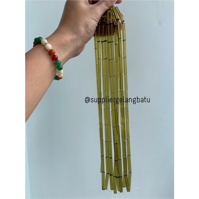 manik glass bead moss quartz 30 x 5mm bahan prakarya gelang kalung