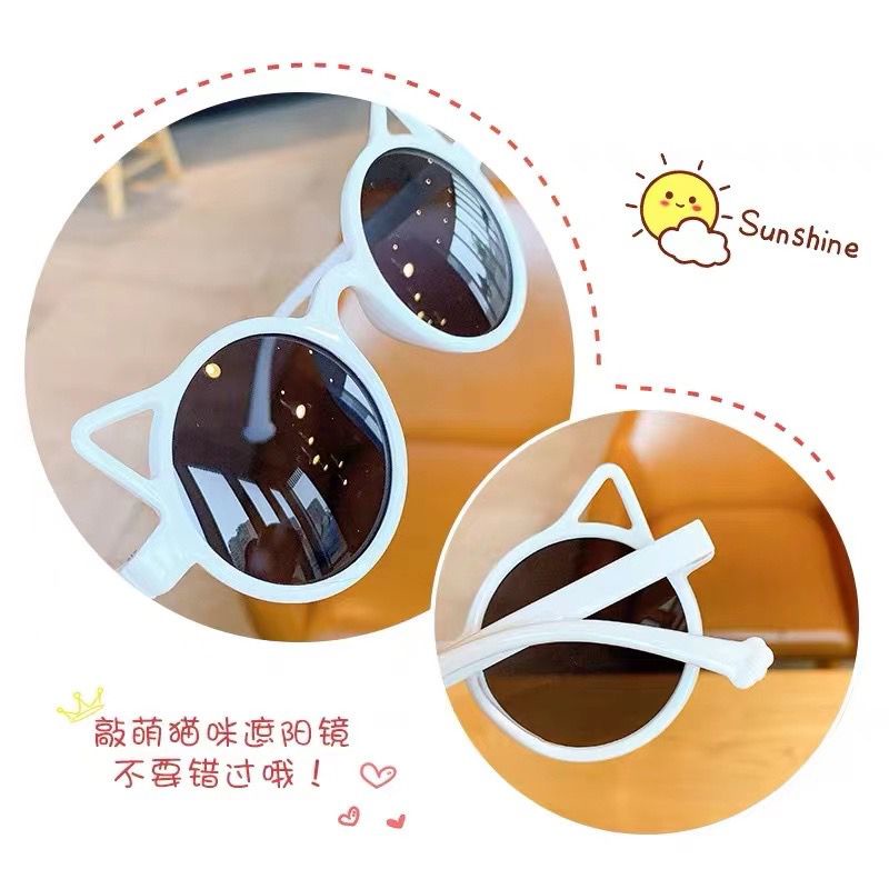 BAJ Kacamata Hitam Anak New Trend Fashion Anak Terbaru Telinga Kucing kacamata Bulat hitam High Quality Kids Sunglasses Kaca Mata Murah KC031