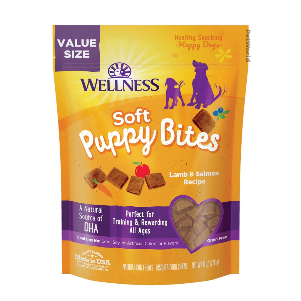 Wellness Soft Puppy Bites Lamb & Salmon - Dog Snack Treat Food Anjing L