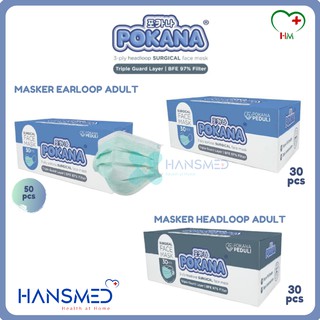 Pokana Masker  Medis Surgical Mask headloop Earloop Non 