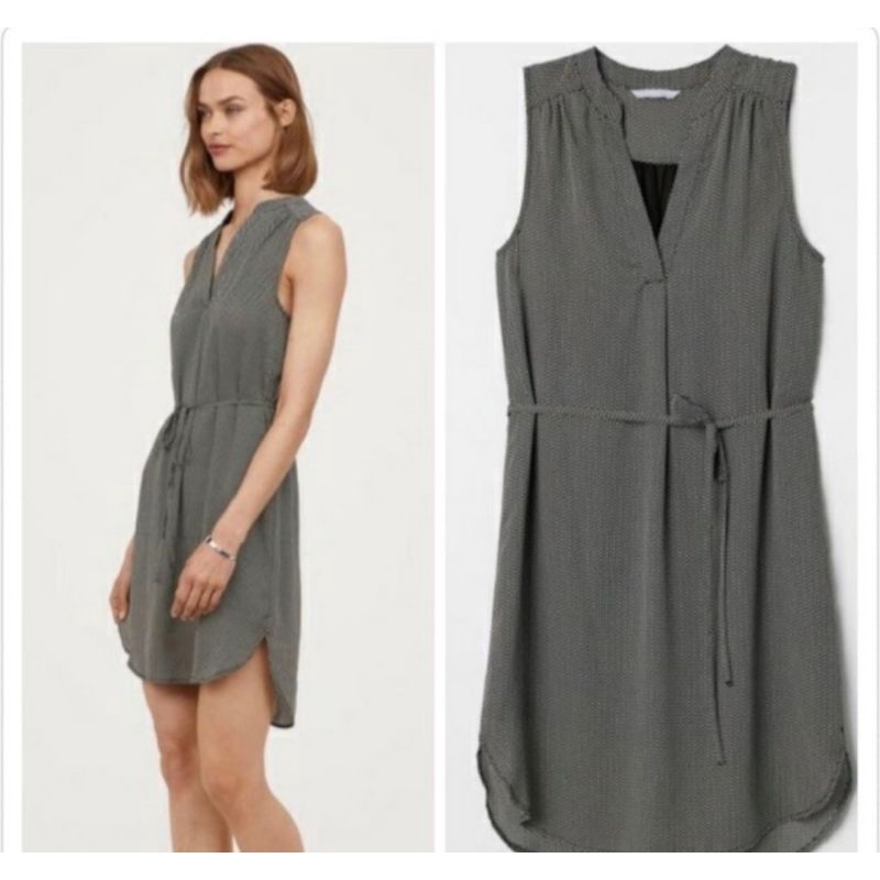 H&M/Sleeveless V-neck Dress/Grey