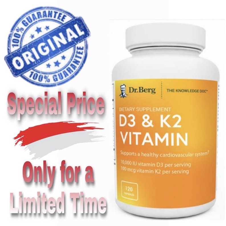 VITAMIN D3 & K2 Dr. Berg 10,000 IU 120 Kapsul