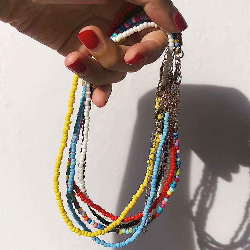 Kalung Choker Manik-Manik Warna-Warni Gaya Bohemia