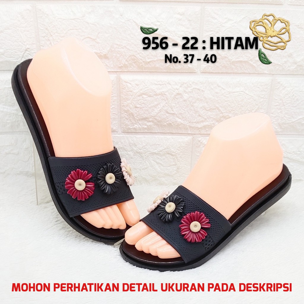 SANDAL WANITA BALANCE 956 22 SLOP 3 BUNGA BLC 956-22 ORIGINAL RUBBER EMPUK LENTUR NICE LOVE FLOWER