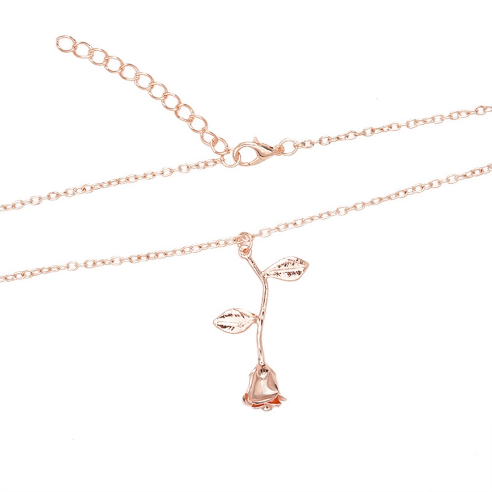 Hu Hu Hu Hu Hu Alat Bantu Pasang Kacamata♡ Kalung Rantai Panjang Dengan Liontin Daun Mawar Bahan Alloy Untuk Wanita