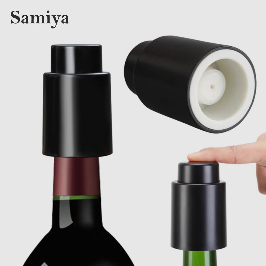 vacuum wine bottle stopper black with time scale / tutupan botol kecap syrup / penutup botol minuman