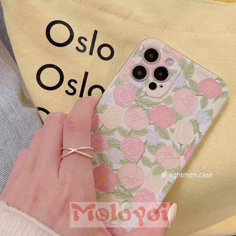 Colorful Flowers Casing iPhone 11 12 Pro Max X XR XS Max 7 8 6 6s Plus Transparent Soft TPU Silicone Back Cover Case