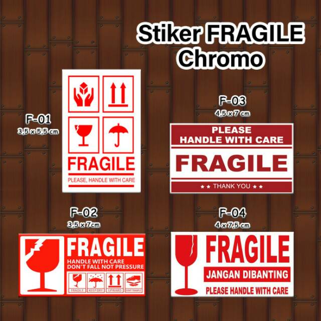 

40 - 56 Pcs Stiker sticker label chromo FRAGILE