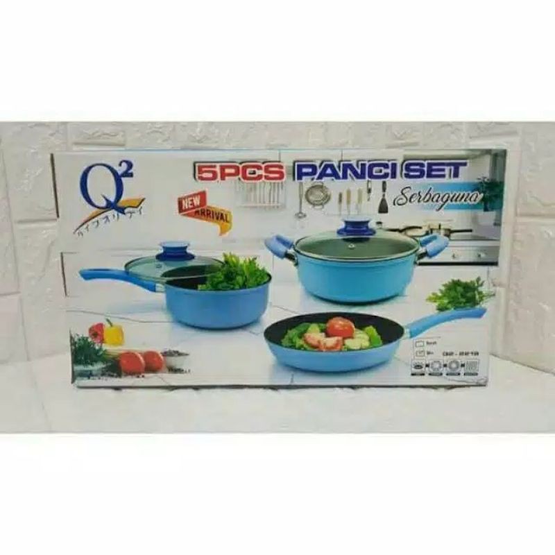 (3kg) panci set Q2 teflon 5pcs
