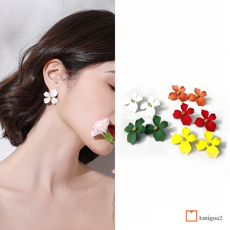 Anting Bunga Permen Warna Manis / Statement Earrings Candy Color Flower Sweet Ear Studs AM2