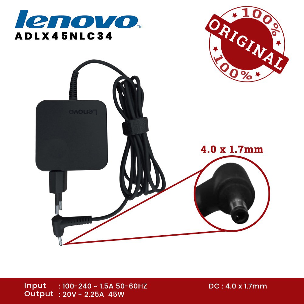 Charger Adaptor Laptop lenovo 20V-2.25A DC 4.0x1.7mm ideapad 110S 110