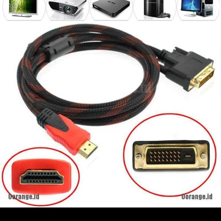 Kabel DVI 24+1 Male To HDMI Male 1.5M - DVI To HDMI 1.5 Meter Gold Plate