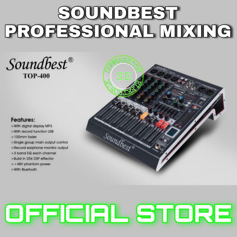 mixer audio 4 channel original soundbest top 400 usb bluetooth mp3
