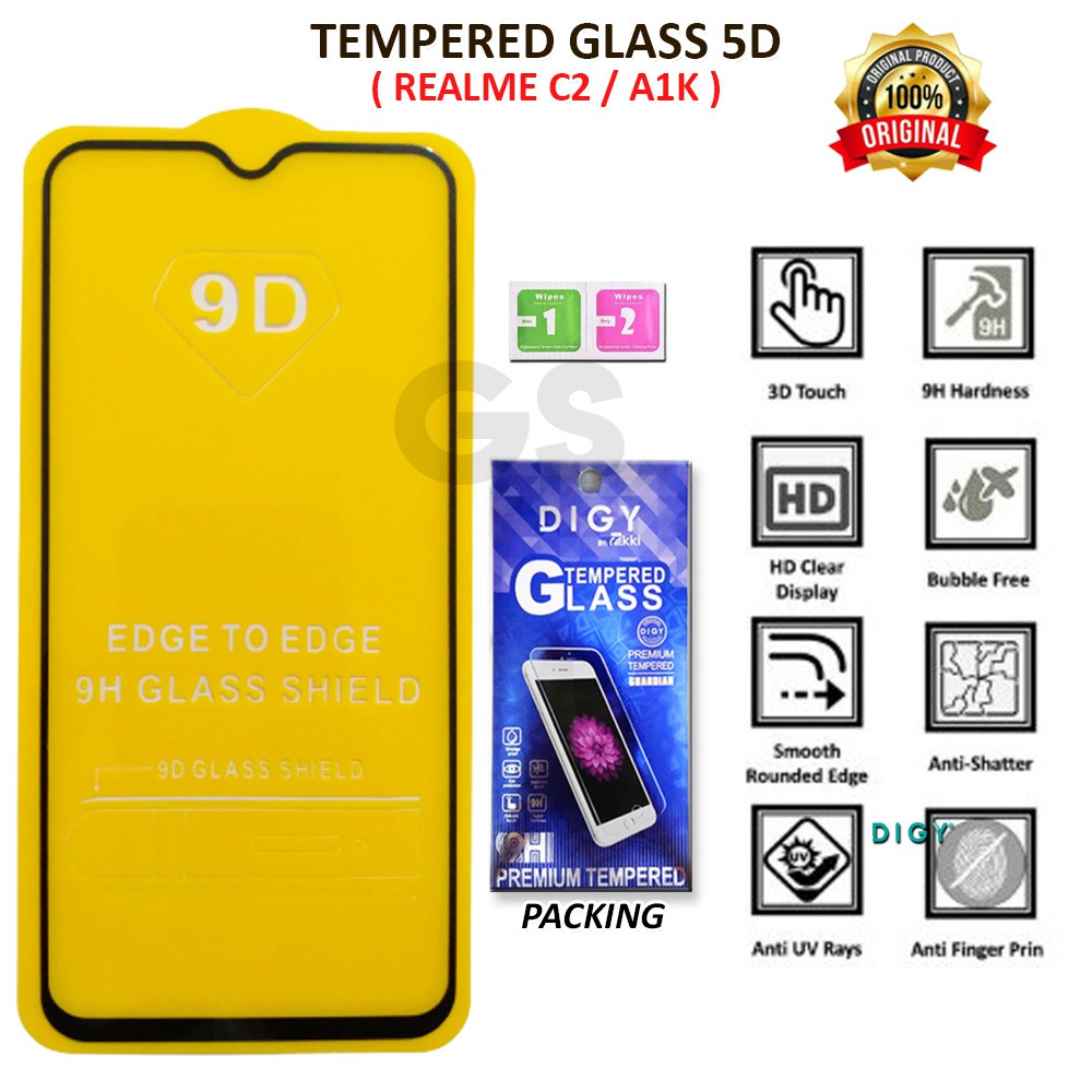 Tempered Glass 5D 10D FULL RAKKI REALME 2 2 PRO 3 PRO 5 PRO 6 7 C2 C11 C12 C15 C17 7i K1 U1 X