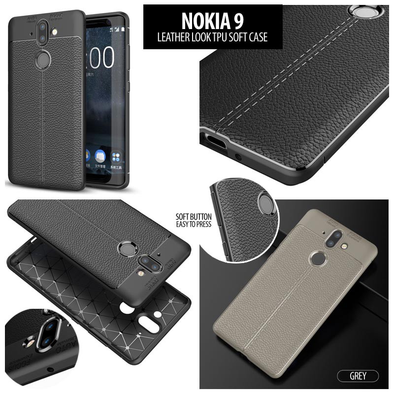 Nokia 9 - Leather Look TPU Soft Case