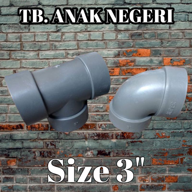 Keni pipa pvc T tee pipa air pvc 3 inch tebal
