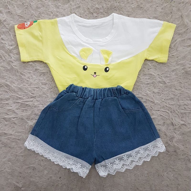 baju bayi  lace bear jeans