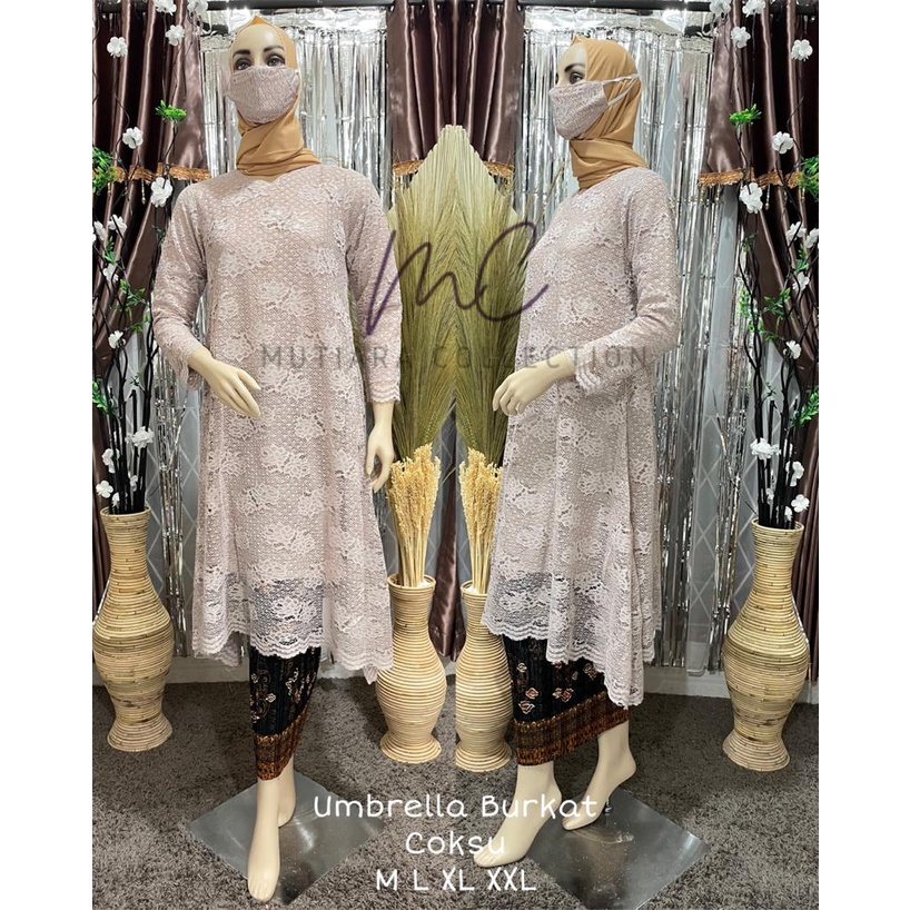 Setelan Kebaya Tunik Brokat / Longcape Brukat / Semi Gamis Umbrella Aneka Pilihan Warna