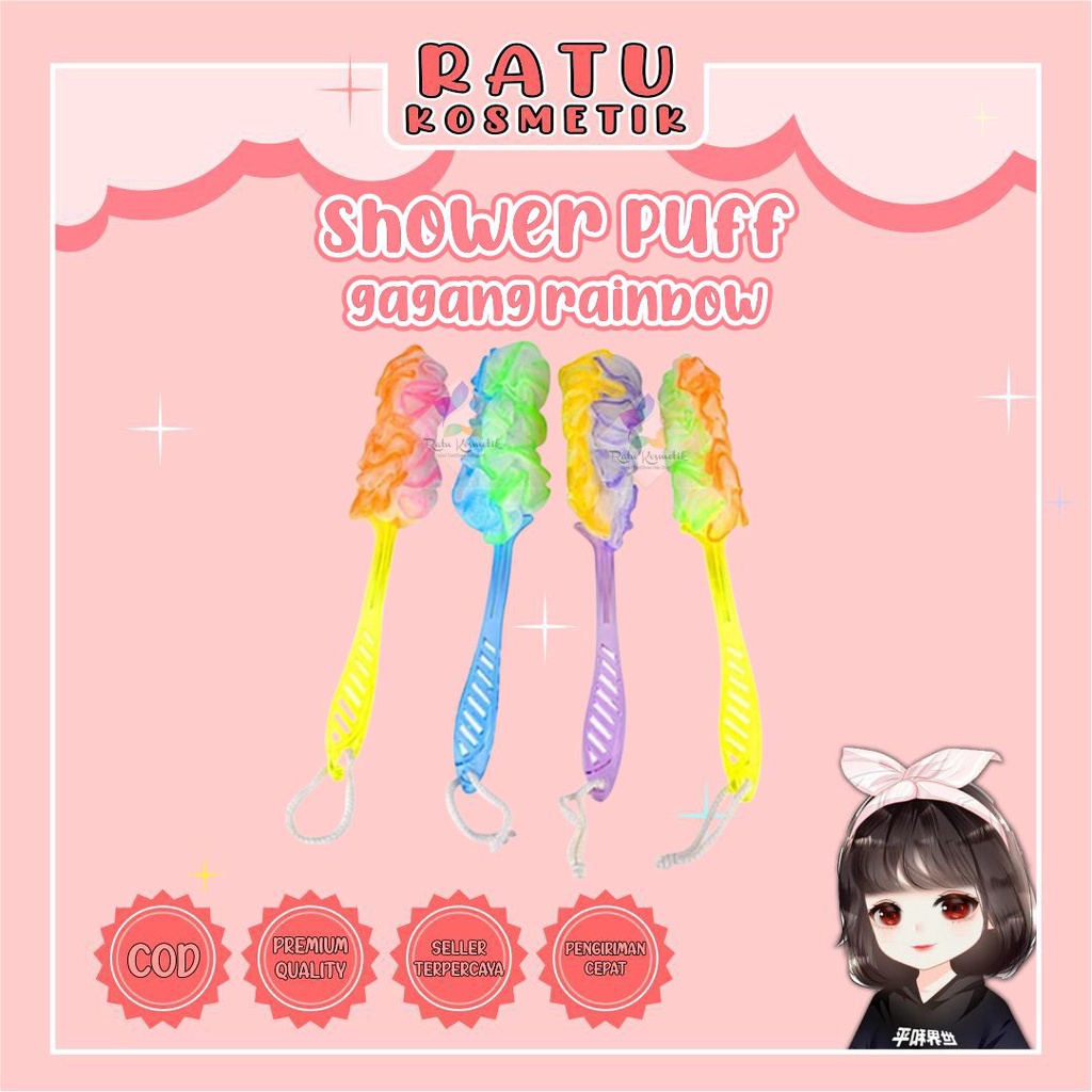 ❤ RATU ❤  Shower Puff Punggung Gagang Panjang | Sikat Silikon Rubber Alat Gosok | Spon Mandi Murah