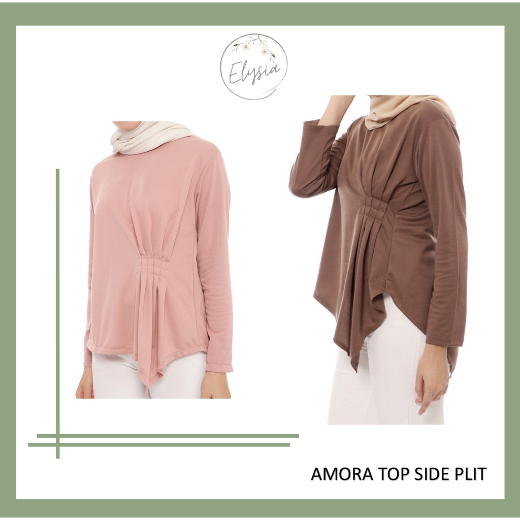 Amora Top Side Plit Baju Wanita Murah Fashion Muslim