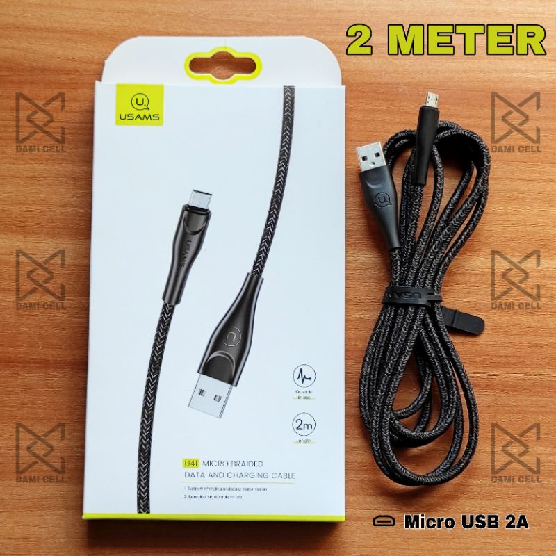 Usams U41 Kabel Data Type-C dan Micro USB 2 Meter Original Fast Charging 2A