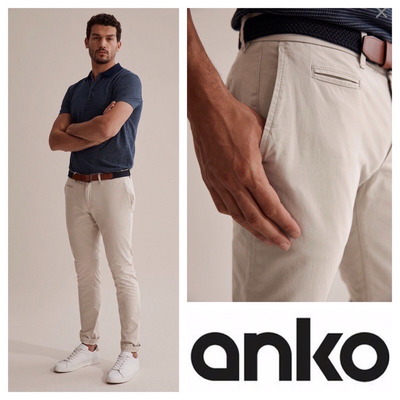 ANKO slim fit men chinos pants (cream)