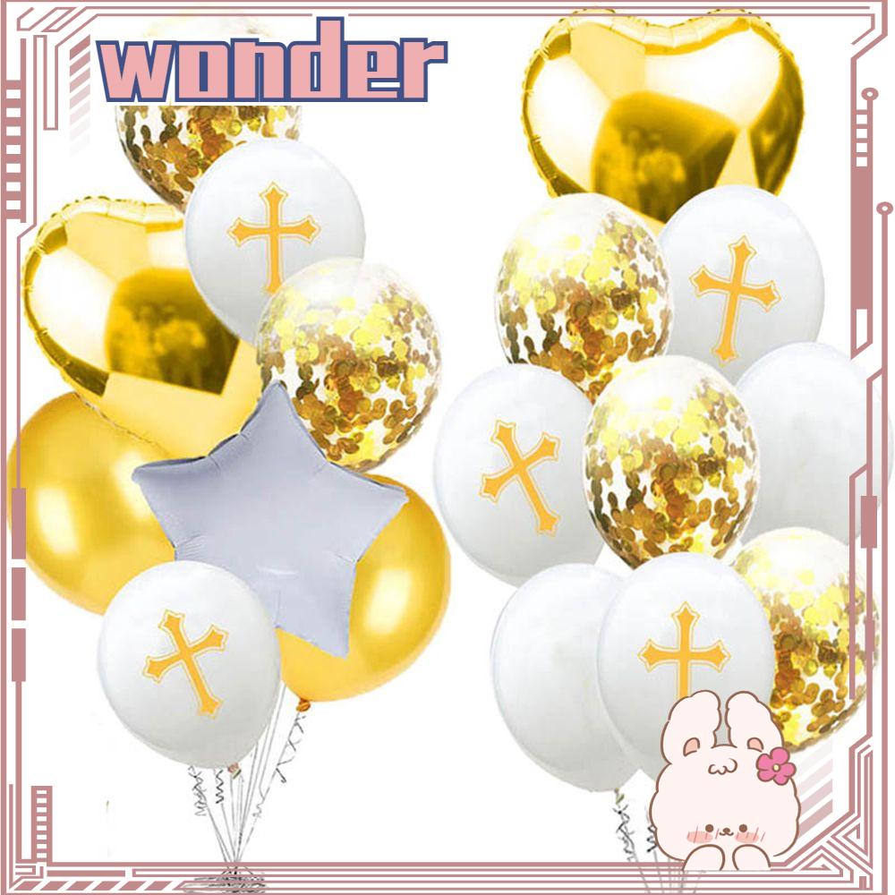 Wonder 9 / 10Pcs Balon Foil Tiup Bentuk Salib Untuk Dekorasi Baptisan