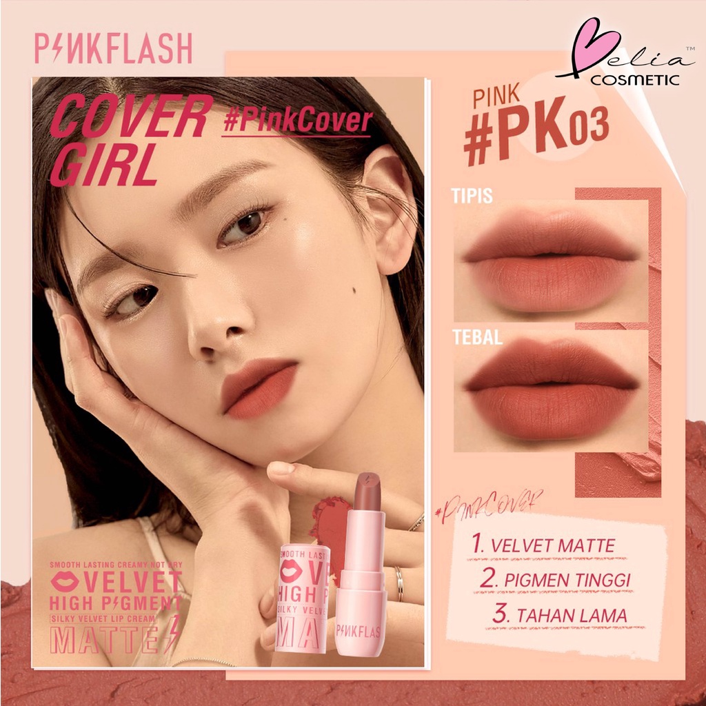 ❤ BELIA ❤ PINKFLASH Lipstick Silky Velvet PF-L05 | Velvet Lipstick (✔BPOM)