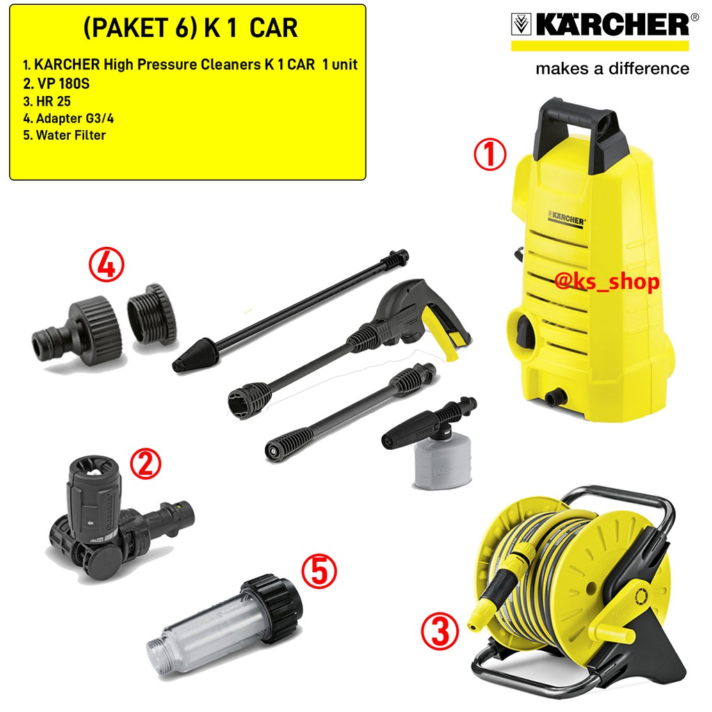 Karcher | Mesin Steam Cuci Mobil & Motor | Paket K 1 Car | Paket 5A