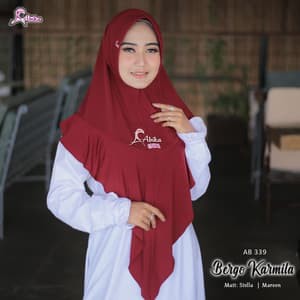 Baru Hijab Abika Bergo Karmila AB 339 Stella Premium Kerudung Instan Abika Maroon