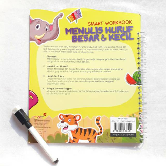 Smart Workbook Menulis Huruf Besar &amp; Kecil (Buku Tulis Hapus)