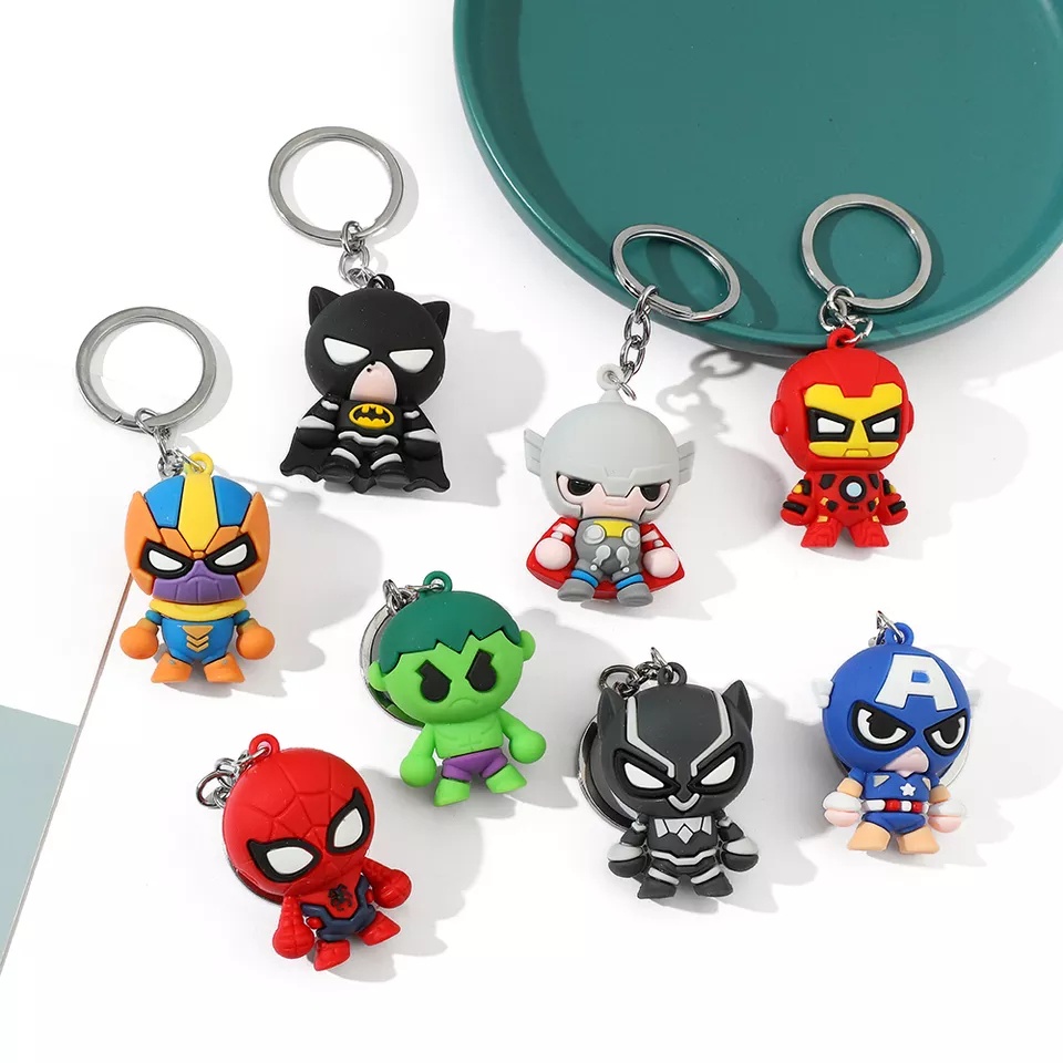 GANTUNGAN KUNCI MARVEL AVENGER // Ganci Karakter Spiderman Iron Man Captain America Batman Black Panther Thanos Unik Lucu | Gantungan tas | Souvenir Murah | Keychain | COD