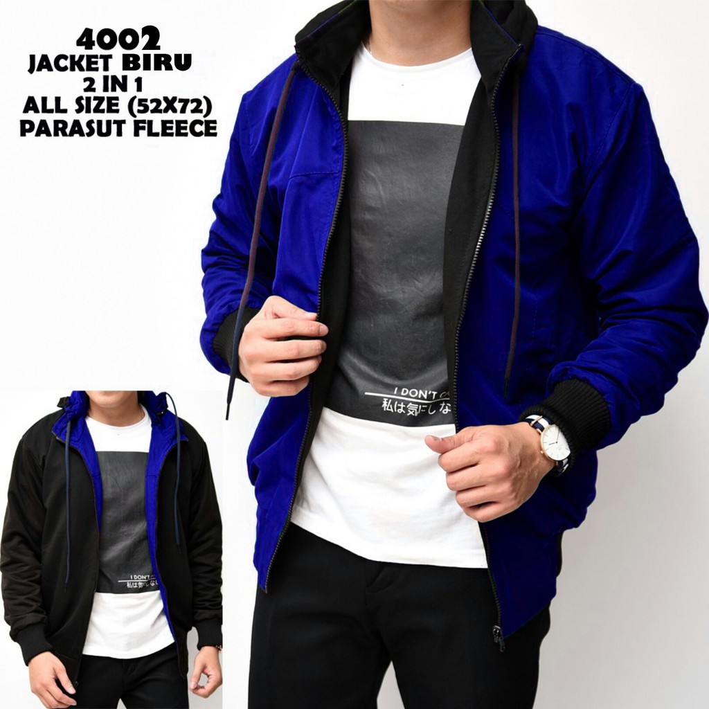 JAKET AA BOLAK - BALIK BIRU - HITAM / JAKET 2IN1 BIRU - HITAM