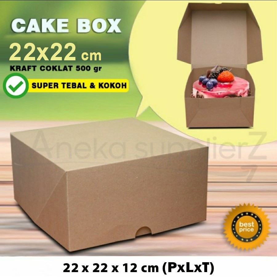 

Cake Box - Kotak Kue - Dus Kue - Box Kue Black Forest - Coklat Tart |KRAFT COKLAT -22x22x12- (10 pcs)