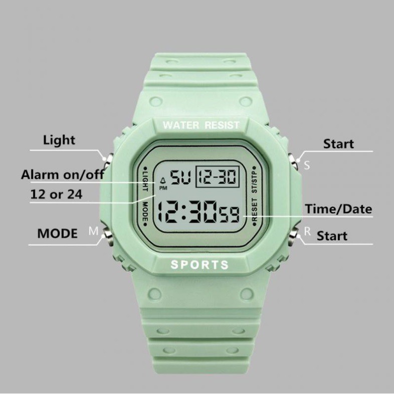 Jam Tangan Digital Bunga DAISY SOLID ANTI AIR Student Couple Watch Korea Fashion model Casio Wanita