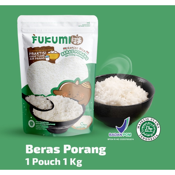 Beras Fukumi Porang Pouch - Shirataki Rice - Beras Diet 1kg