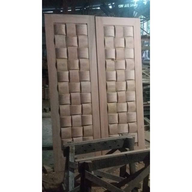 Pintu Jati Minimalis Kupu Tarung dan Kusen Unfinish