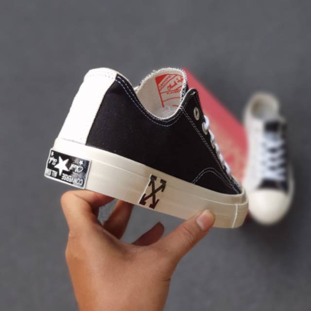 OBRAL SEPATU SNEAKERS 70S X OFF WHITE LOW BLACK WHITE CHUCK TAYLOR SOL GLOSSY 38-44-5