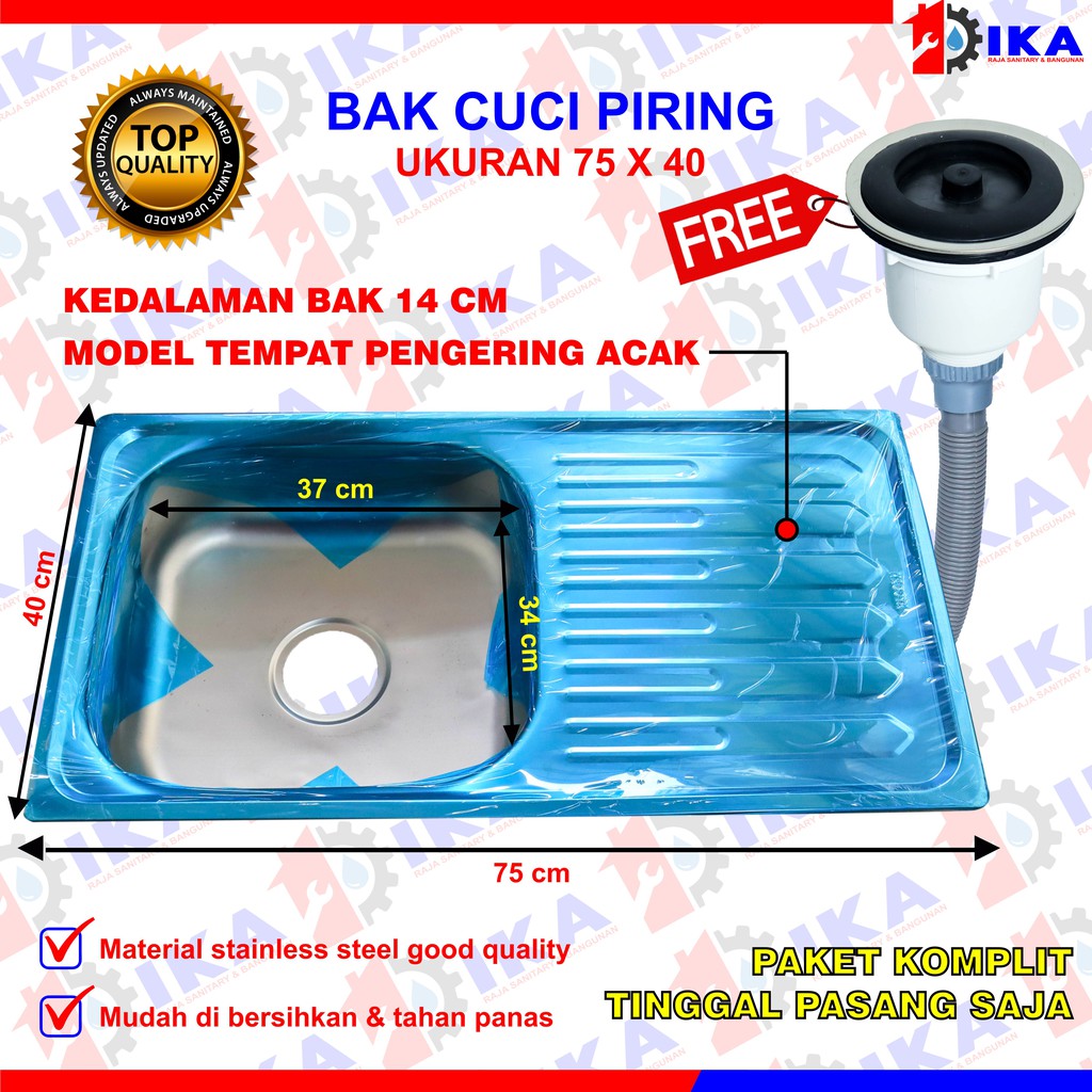 (KHUSUS GOSEND GRAB JKT) WASTAFEL BAK CUCI PIRING STAINLESS STEEL BONUS AFUR + SELANG / SINK DAPUR MURAH
