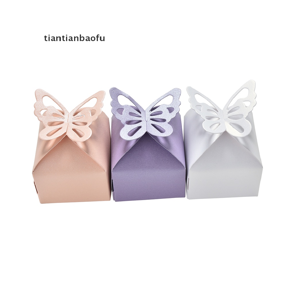 [tiantianbaofu] 10pcs Butterfly Style Favor Gift Candy Cake Boxes For Wedding Party Baby Shower  10x Butterfly Cake Wed