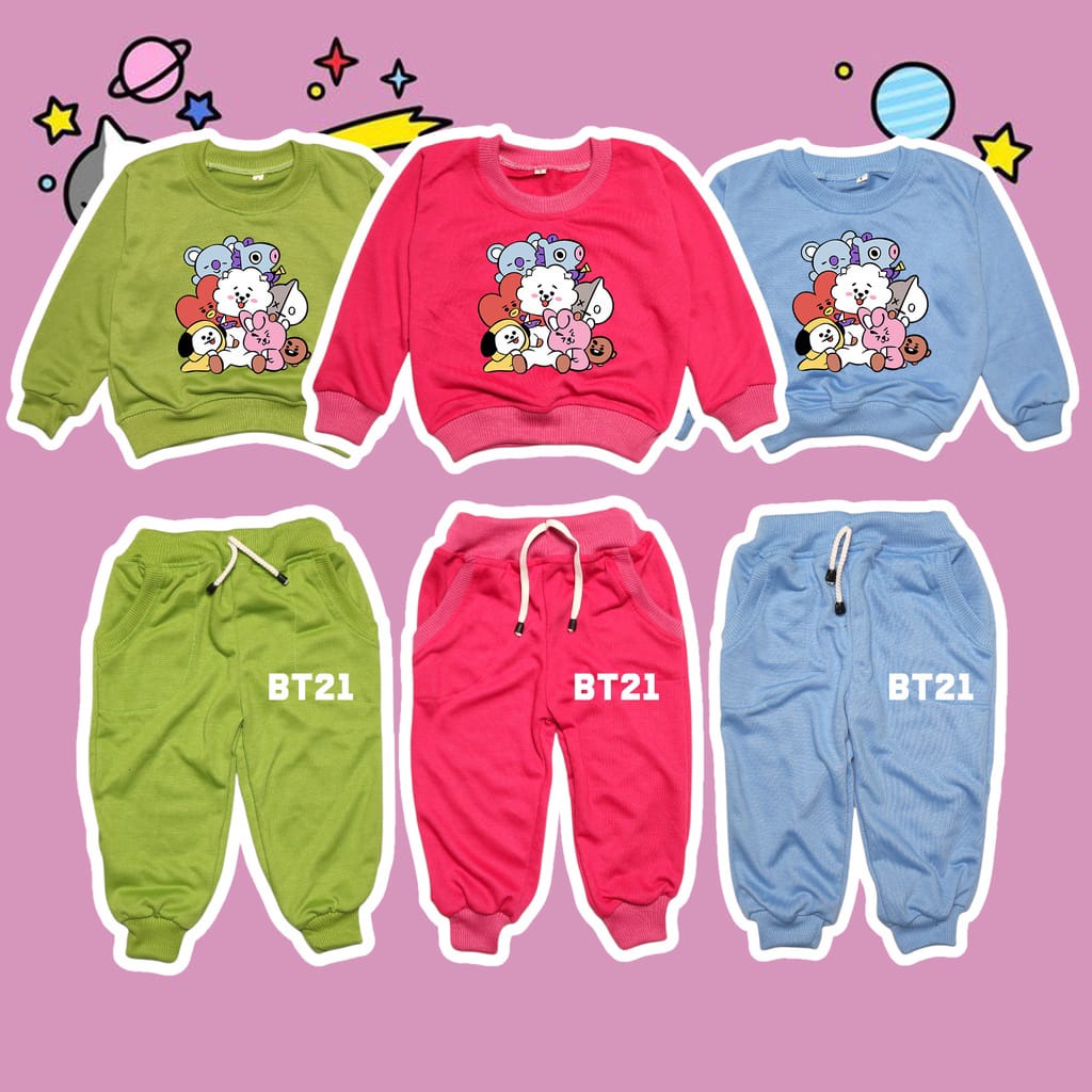 Setelan Anak Joger BT21 BTS - Set Sweater & Joger Anak BT21 BSK02