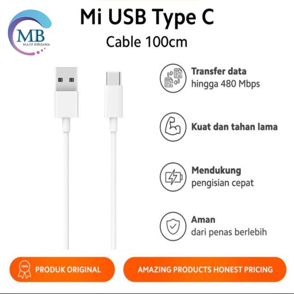 BM001 MI9 WHITE XIAOMI KABEL DATA NEW MODEL ORIGINAL REDMI 9A 9C NOTE 8 9 10 PRO MI9 TIPE C USB MB1238