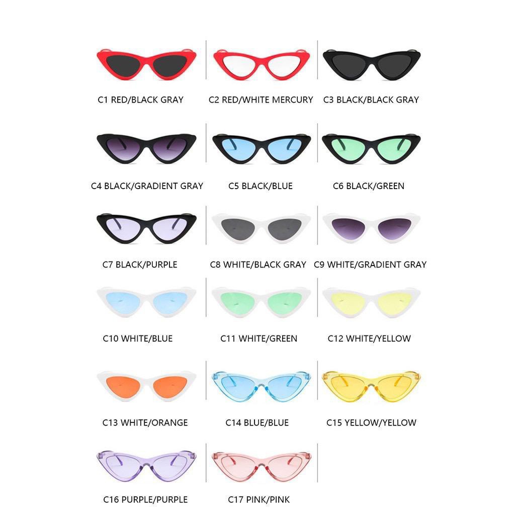 DF VZ027 Kacamata Segitiga Kacamata Korean Kacamata Hitam Ulzzang Triangle Vintage Cat Eye Sunglasse