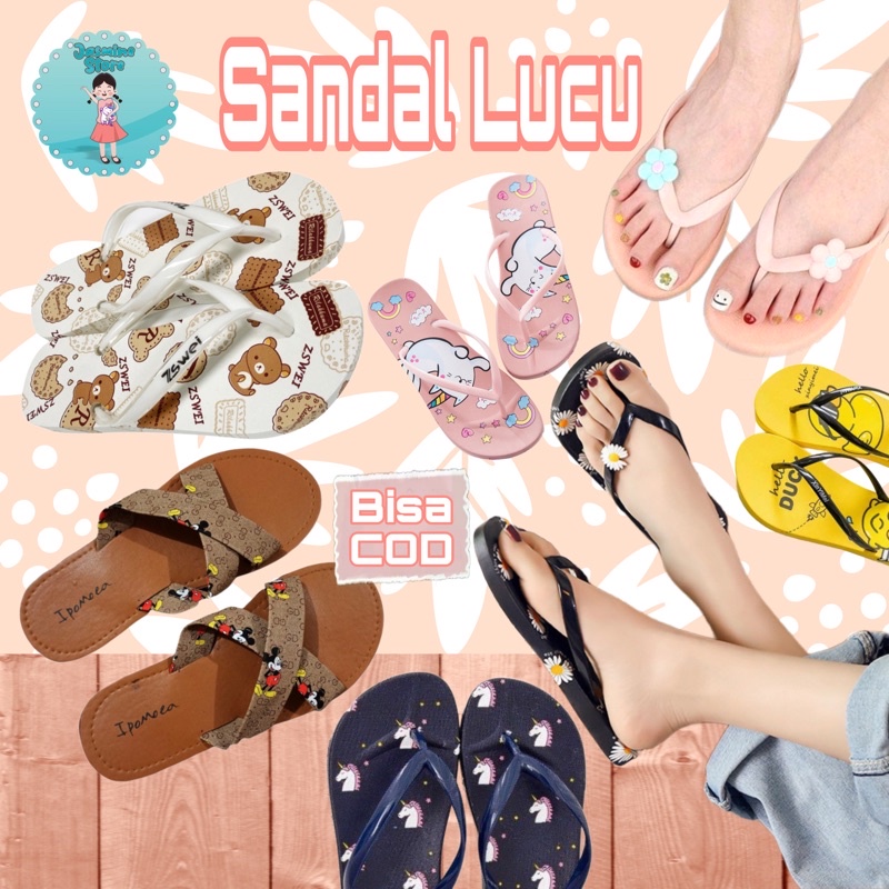 Sandal Jepit Spon Motif Lucu Kucing Pelangi Strawberry Anti Slip Murah/Sandal Rumah Lucu/Sandal Wanita Karakter/Sandal Rillakuma Murah/Sandal Jepit Sunflower/Sandal Jepit Unicorn/Sandal Selop Murah