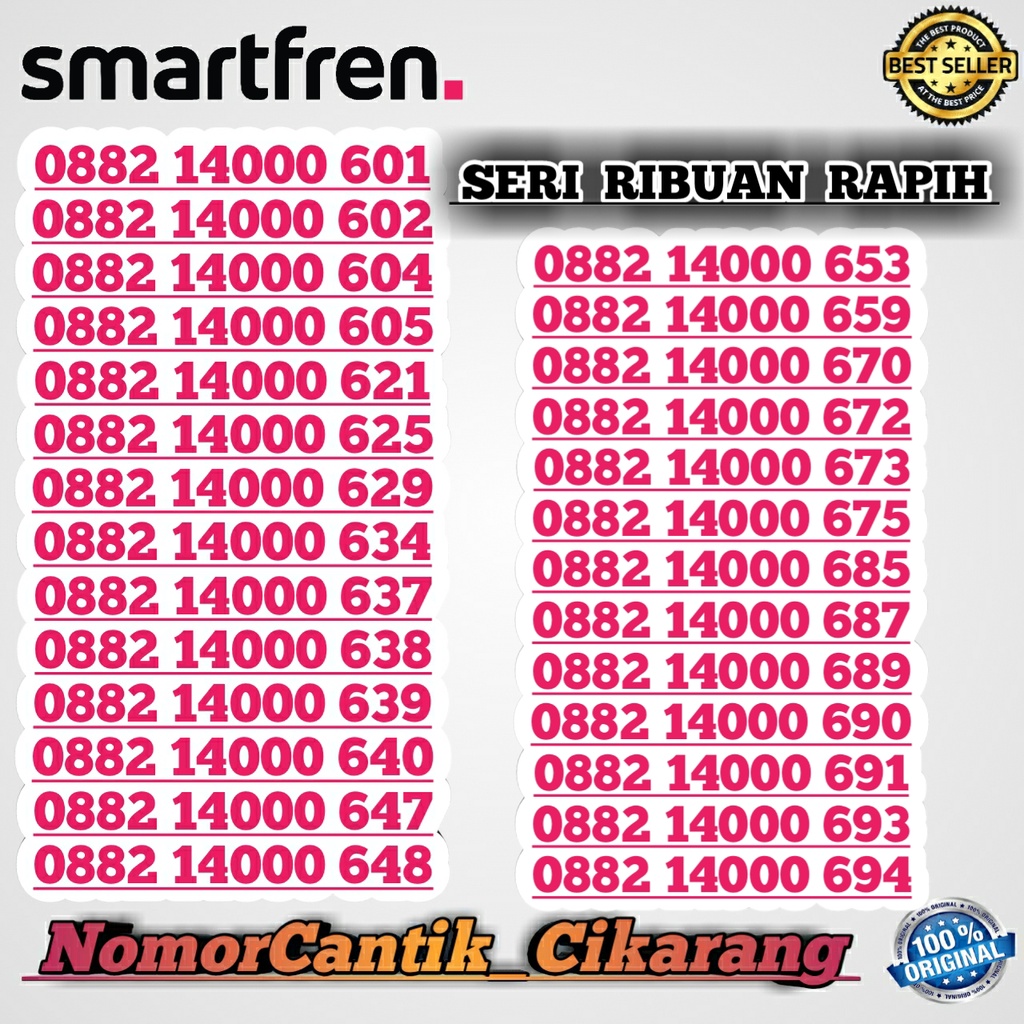NOMOR CANTIK SMARTFREN RIBUAN 14000 / KARTU PERDANA SMARTFREN CANTIK